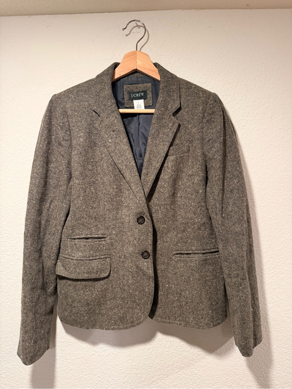 J.CREW Women's Heathered Brown Wool Silk Blend Blazer
